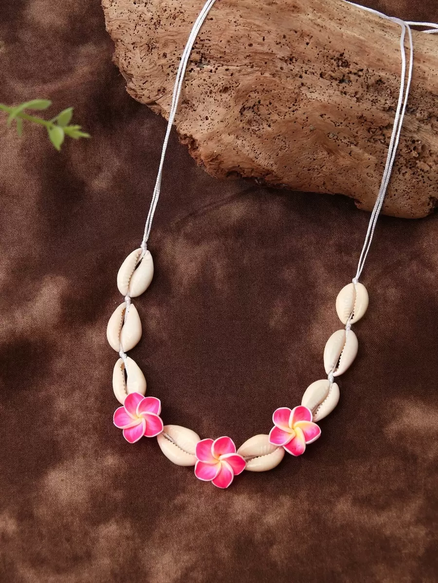 Collar decorativo con conchas y flores para el Día de San Valentín - Beis - Ver 1
