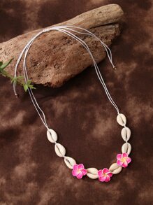 Collar decorativo con conchas y flores para el Día de San Valentín - Beis - Ver 2