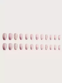 ROMWE Kawaii 24 piezas Uña postiza con diseño de mariposa & 1 hoja cinta - Multicolor - Ver 5