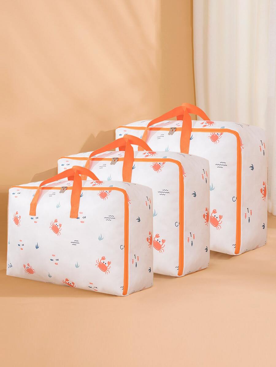 1pc Crab & Fish Print Closet Storage Bag - Multicolor - View 1