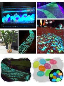 100入組夜光石設計花園裝飾工藝品，適用於庭院花盆迷你石花園裝飾品