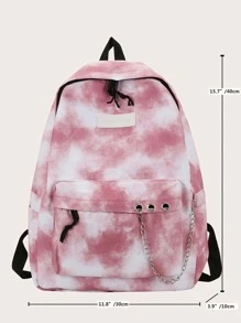 萬能復古丹寧大容量染色孔洞細節多功能背包,多功能鏈裝飾背包,適用於日常使用,商務休閒電腦背包,極簡主義大學携帶學校書包適合成年人和青少年使用 - 彩色 - 查看 5