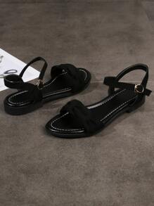 Dép xăng đan Suedette  Tối giản Dây đeo mắt cá chân - màu đen - Xem 5