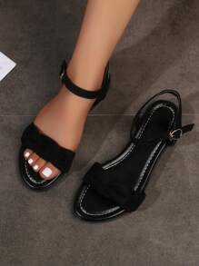 Dép xăng đan Suedette  Tối giản Dây đeo mắt cá chân - màu đen - Xem 1