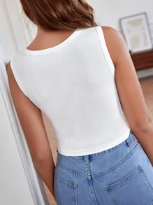 SHEIN Frenchy 愛心刺繡背心上衣 - 白色 - 查看 6