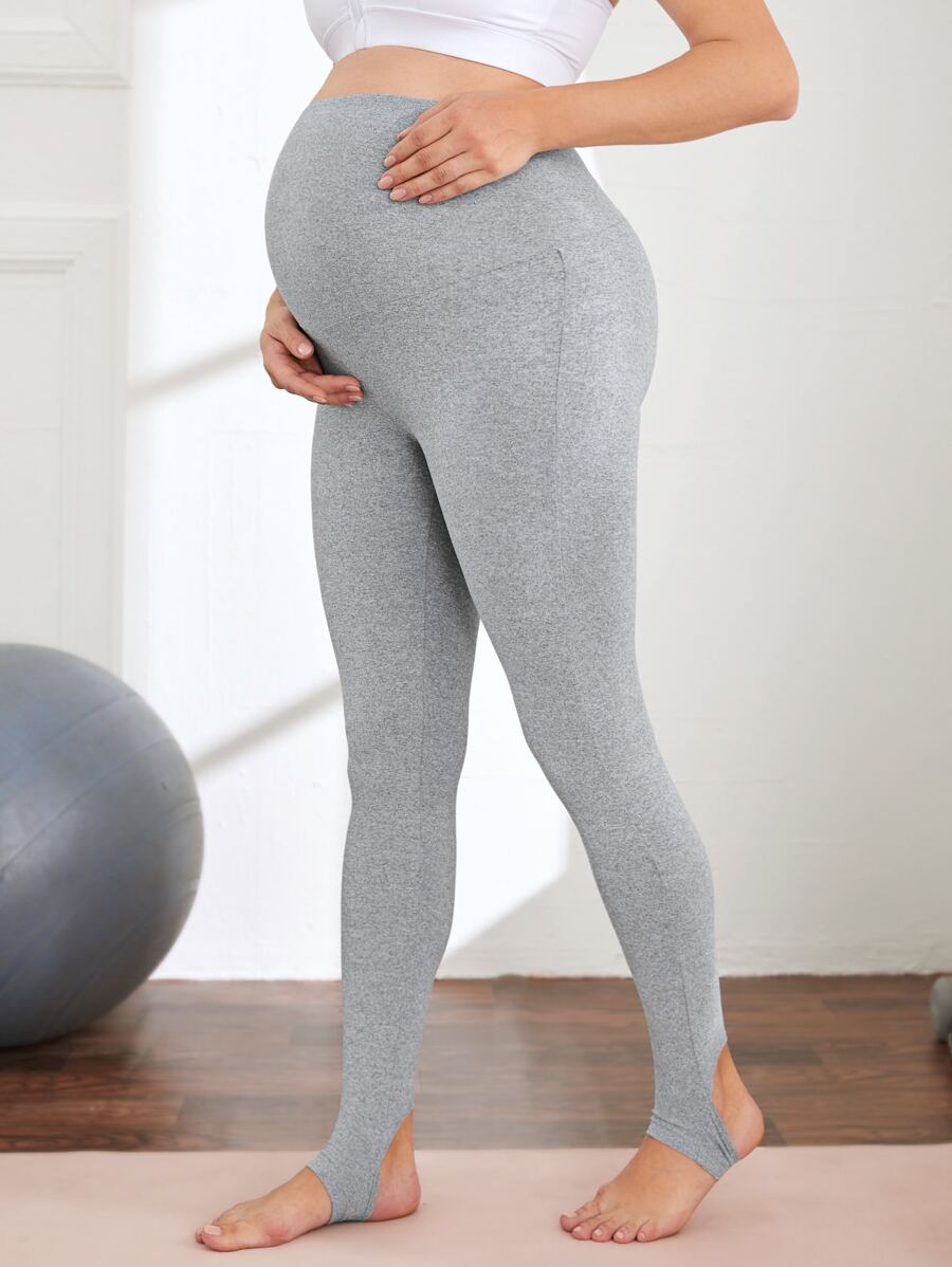 SHEIN 孕婦寬腰帶緊身打底褲 - 淺灰色 - 查看 1