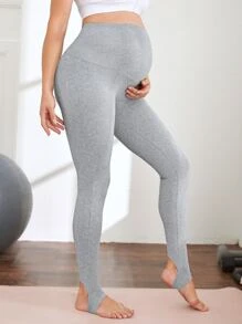 SHEIN 孕婦寬腰帶緊身打底褲 - 淺灰色 - 查看 3