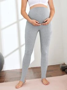SHEIN 孕婦寬腰帶緊身打底褲 - 淺灰色 - 查看 4