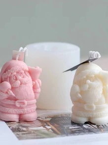 1pc Christmas Figure Design Silicone Candle Mold - White - View 1