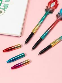 3pcs Feather Detail Random Ballpoint Pen - Multicolor - View 4