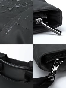 Men Slogan Graphic Laptop Handbag Briefcase Classic Briefcase Laptop Briefcase Office Supplies Business Casual For Commute Carry On Men's Accessories Anti Theft Document Bag Men Gifts Festival Gifts - Black - View 6