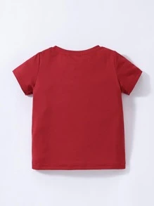 Baby Girl Round Neck Solid Tee - Burgundy - View 2