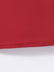 Baby Girl Round Neck Solid Tee - Burgundy - View 5