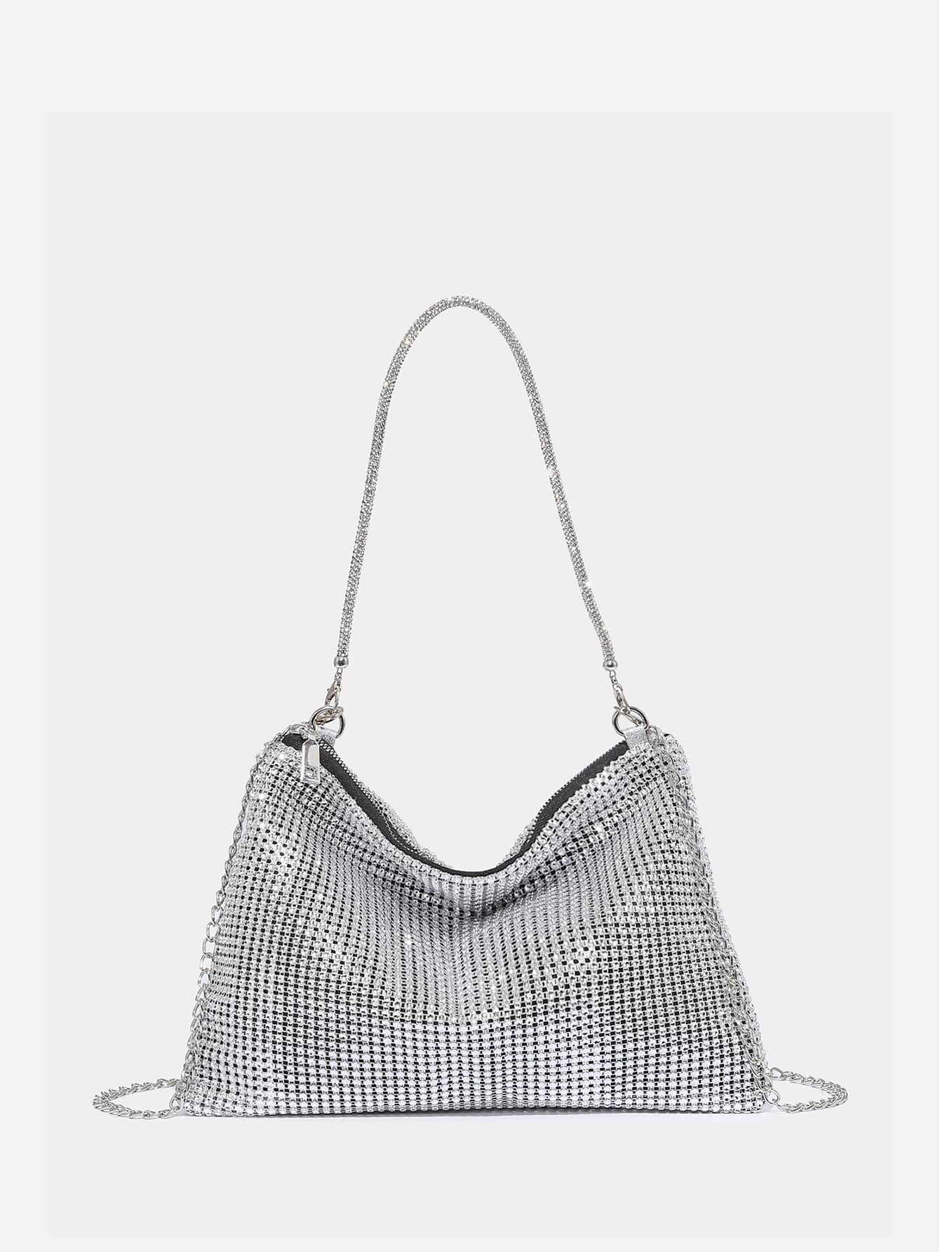 Glamorous, Elegant, Exquisite, Quiet Luxury Glitter Bling, Sequin, Luxury, Shiny Allover Rhinestone Decor Square Bag Evening Bag, Dinner Bag For Party Girl, Woman, Bride Perfect For Party, Wedding, Prom, Dinner/Banquet, For Matchin , Perfect For Wedding Dress,Formal Dresses For Women,Prom Dress,Birthday Dress