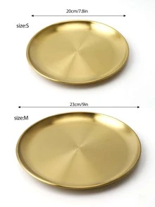 1 pieza Plato de acero inoxidable - Dorado - Ver 3