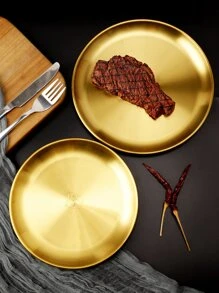 1 pieza Plato de acero inoxidable - Dorado - Ver 4