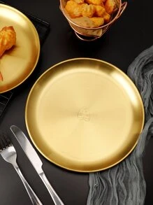 1 pieza Plato de acero inoxidable - Dorado - Ver 7
