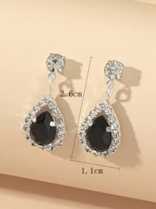 Pendientes con gota de agua zirconia cúbica - Negro - Ver 4