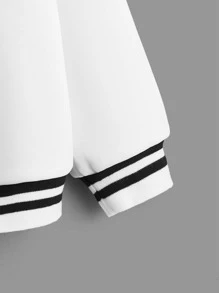 SHEIN Explorewe Tween Girl Letter Patched Striped Trim Drop Shoulder Sweatshirt - White - View 4