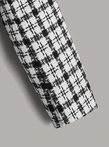 SHEIN Unity Plaid Shawl Collar Crop Overcoat - Black and White - View 4