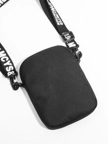 High School Students University Freshman Multifunctional Sling Bag Shoulder Bag Casual Bag Mini Men Letter Patch Square Bag, Handbag For Travel,College,Outdoors,Sports,Commute Crossbody Bag Side Bag Holiday Essentials Lightweight Carry On With Adjustable Strap Square Bags Fabric Minimalist Portable Outdoor Dad Gifts Father Gifts Men Gifts Present Valentines Gifts College Bag Fathers Day Gifts SummerFor Books Back To School Multi-Functional Dorm Sling Bag For Man Man Bag Cross Body Bag Side Bag School Supplies Fall Messenger Bag Bag For Man Cylinder Bag Old Money Halloween Christmas - Black - View 3