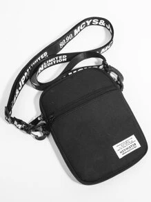 High School Students University Freshman Multifunctional Sling Bag Shoulder Bag Casual Bag Mini Men Letter Patch Square Bag, Handbag For Travel,College,Outdoors,Sports,Commute Crossbody Bag Side Bag Holiday Essentials Lightweight Carry On With Adjustable Strap Square Bags Fabric Minimalist Portable Outdoor Dad Gifts Father Gifts Men Gifts Present Valentines Gifts College Bag Fathers Day Gifts SummerFor Books Back To School Multi-Functional Dorm Sling Bag For Man Man Bag Cross Body Bag Side Bag School Supplies Fall Messenger Bag Bag For Man Cylinder Bag Old Money Halloween Christmas - Black - View 5