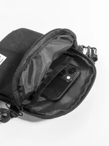 High School Students University Freshman Multifunctional Sling Bag Shoulder Bag Casual Bag Mini Men Letter Patch Square Bag, Handbag For Travel,College,Outdoors,Sports,Commute Crossbody Bag Side Bag Holiday Essentials Lightweight Carry On With Adjustable Strap Square Bags Fabric Minimalist Portable Outdoor Dad Gifts Father Gifts Men Gifts Present Valentines Gifts College Bag Fathers Day Gifts SummerFor Books Back To School Multi-Functional Dorm Sling Bag For Man Man Bag Cross Body Bag Side Bag School Supplies Fall Messenger Bag Bag For Man Cylinder Bag Old Money Halloween Christmas - Black - View 8