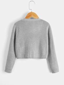 Niñas Cárdigan tejido de canalé - Gris - Ver 2