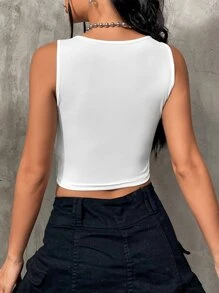 SHEIN ICON Top tank con estampado de estrella tejido de canalé - Blanco - Ver 2