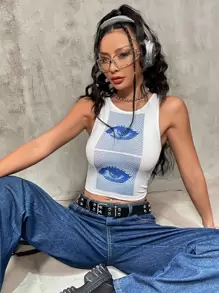 SHEIN ICON Figur Enkel Linne & Cami - Vitt - Visa 1