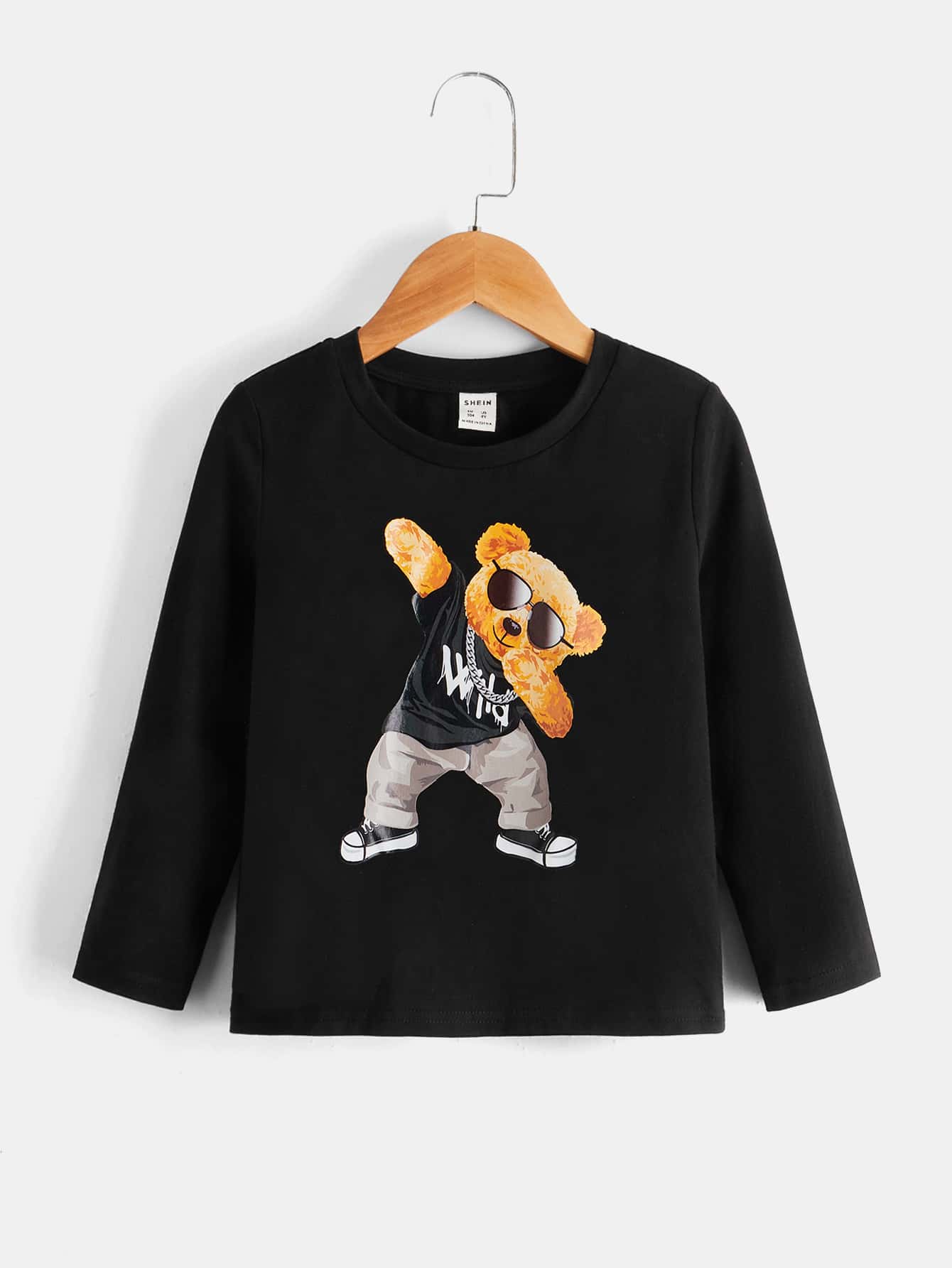 SHEIN Young Boy Cartoon Graphic Tee - Black - View 1