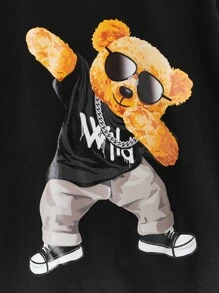 SHEIN Young Boy Cartoon Graphic Tee - Black - View 4