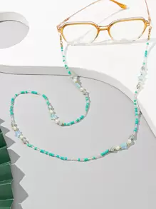 Chuỗi kính đính cườm trang trí sao & giả ngọc trai - Màu xanh Bạc hà - Xem 1