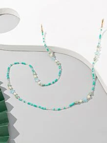 Chuỗi kính đính cườm trang trí sao & giả ngọc trai - Màu xanh Bạc hà - Xem 3