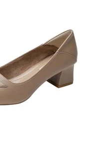 尖頭粗跟淺口高跟鞋 - 棕色 - 查看 3