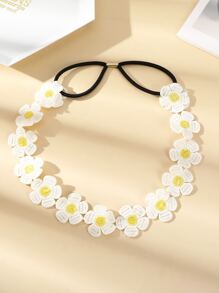 1 件針織花朵髮帶 - 白色 - 查看 1