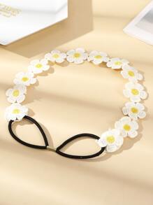 1 件針織花朵髮帶 - 白色 - 查看 2