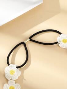 1 件針織花朵髮帶 - 白色 - 查看 3