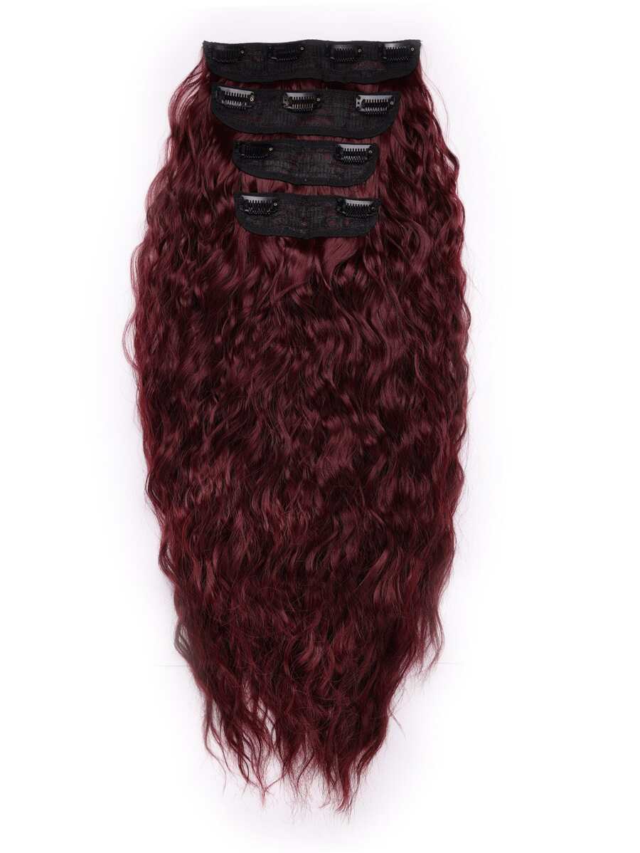 Sợi tổng hợp Nối tóc 11 Clip Ngô Xoăn Sóng Dài Dợn sóng Chống nóng Dày Miếng tóc giả Chất xơ Nối tóc Đối với phụ nữ Tự nhiên Xanh Màu sắc - Màu Đỏ Sâu - Xem 1