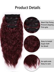 Sợi tổng hợp Nối tóc 11 Clip Ngô Xoăn Sóng Dài Dợn sóng Chống nóng Dày Miếng tóc giả Chất xơ Nối tóc Đối với phụ nữ Tự nhiên Xanh Màu sắc - Màu Đỏ Sâu - Xem 4