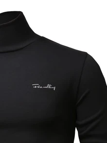 Manfinity Tops Nam Lá thư Giải trí - màu đen - Xem 4