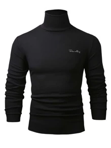 Manfinity Tops Nam Lá thư Giải trí - màu đen - Xem 5