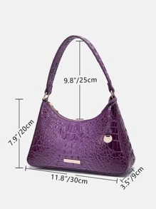 鱷魚壓紋流浪包附包飾 - 紫色 - 查看 6