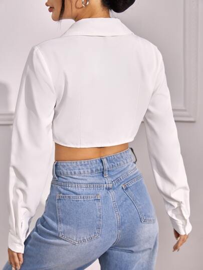 SHEIN EZwear Asymmetrical Hem Crop Shirt