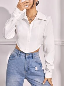 SHEIN EZwear Camicia orlo asimmetrico corto