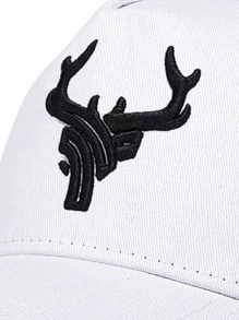 1頂男款鹿角刺繡棒球帽，可調節帽圍，具有防曬功能，適用於春夏旅行、海灘派對、戶外活動街頭 - 白色 - 查看 5