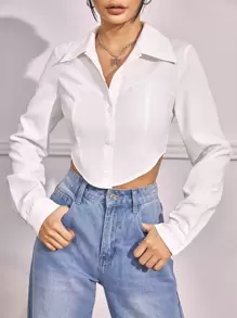 SHEIN EZwear Camicia orlo asimmetrico corto