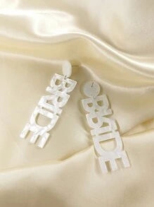 字母耳墜 - 白色 - 查看 4