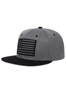 Men American Flag Embroidered Hip-Hop Cap,Summer,Beach,Holiday - Grey - View 1