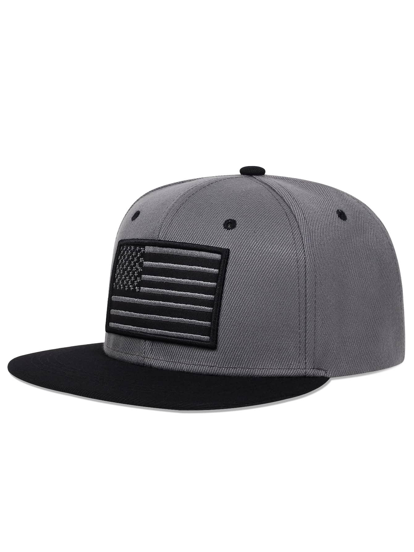 Men American Flag Embroidered Hip-Hop Cap,Summer,Beach,Holiday - Grey - View 1